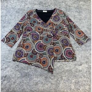 Cato Baby Doll Top Women's‎ 18/20 Multicolor Paisley 3/4 Sleeve Fairy Boho Y2K